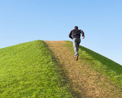 Man running uphill